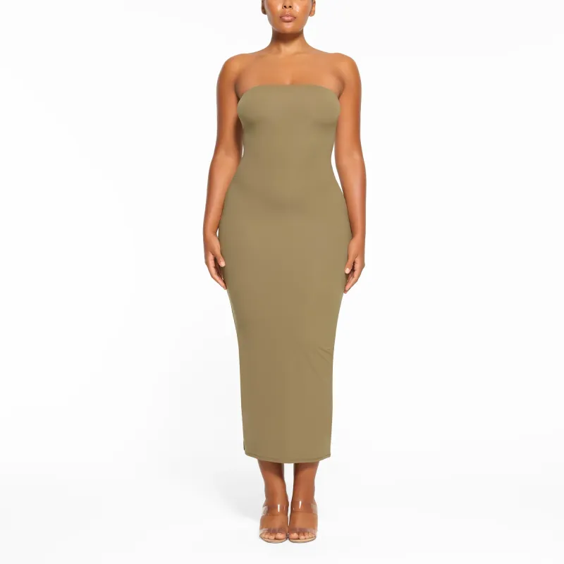 SKIMS FITS EVERYBODY TUBE DRESS Sleeveless Dress Women's KHAKI/Khaki-1