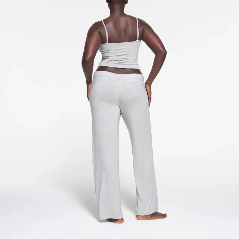 SKIMS SLEEP STRAIGHT NECK CROPPED CAMI Tank Tops Women's Light Heather Grey-2