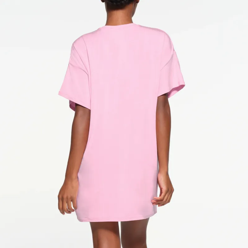 SKIMS SLEEP T SHIRT MINI DRESS Short Sleeved Dresses Women's BUBBLE GUM/Bubble Gum-2