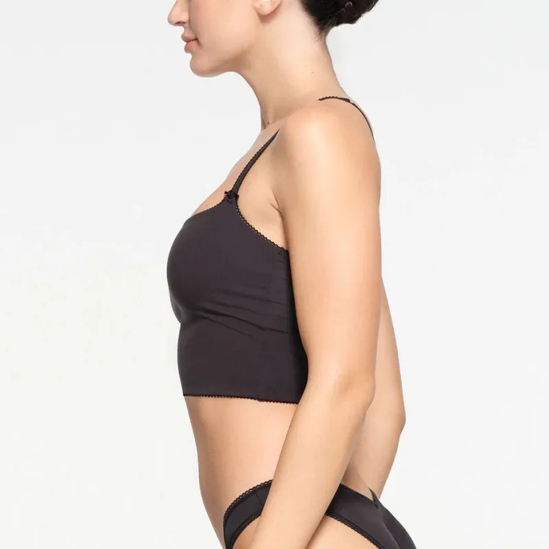 SKIMS Valentine's Day FITS EVERYBODY PICOT TRIM CROPPED CAMI Tank Tops Women's ONYX/Onyx-3