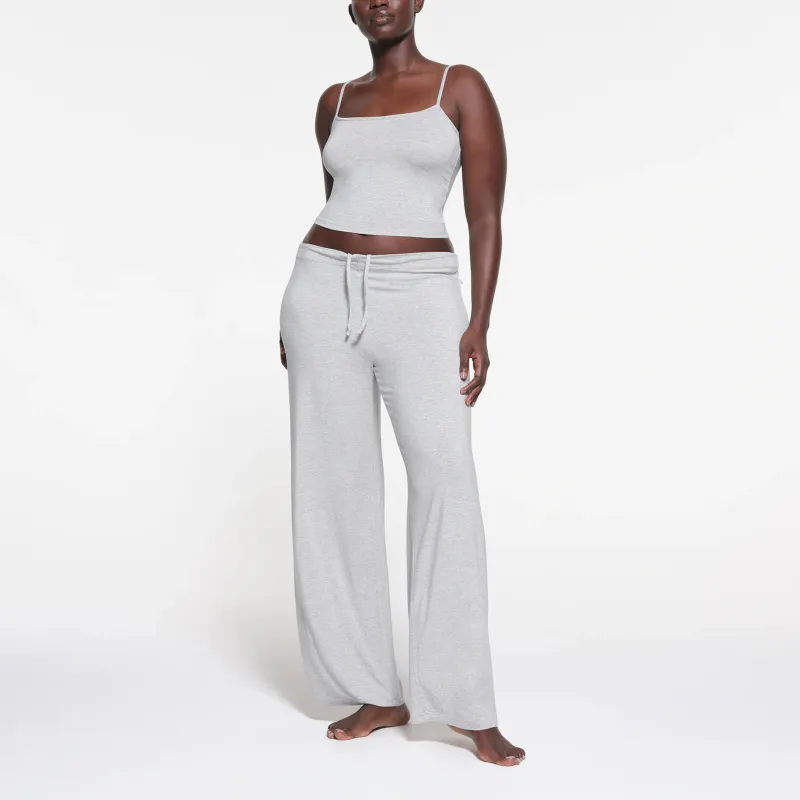 SKIMS SLEEP STRAIGHT NECK CROPPED CAMI Tank Tops Women's Light Heather Grey-1