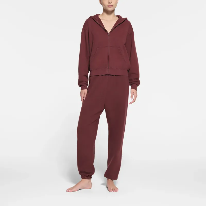 SKIMS COTTON FLEECE CLASSIC ZIP UP HOODIE Sweatshirt Women's OXBLOOD/Fuchsia-1