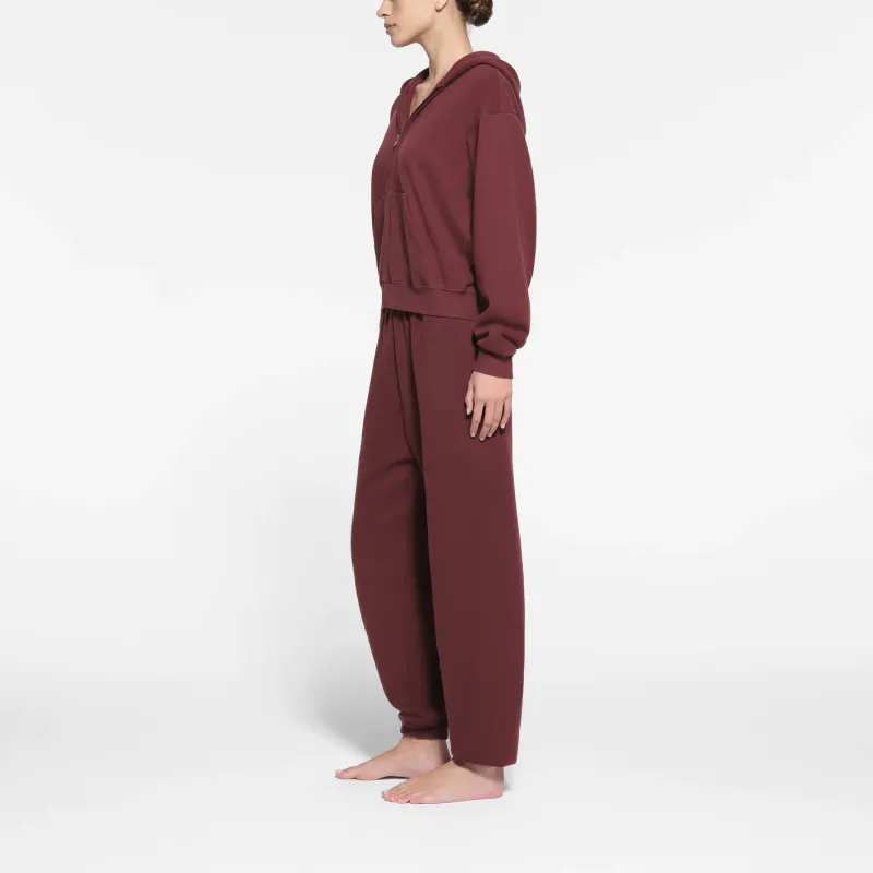 SKIMS COTTON FLEECE CLASSIC ZIP UP HOODIE Sweatshirt Women's OXBLOOD/Fuchsia-2