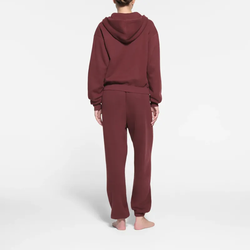SKIMS COTTON FLEECE CLASSIC ZIP UP HOODIE Sweatshirt Women's OXBLOOD/Fuchsia-3