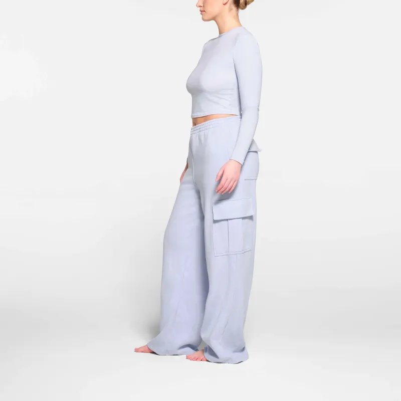 SKIMS COTTON FLEECE OVERSIZED CARGO PANT Cargo Pants Women's PERIWINKLE/Periwinkle-3