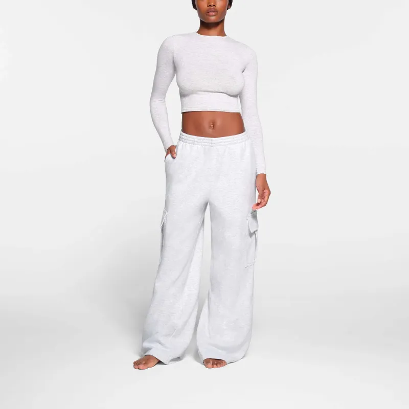 SKIMS COTTON FLEECE OVERSIZED CARGO PANT Cargo Pants Women's Light Heather Grey-1