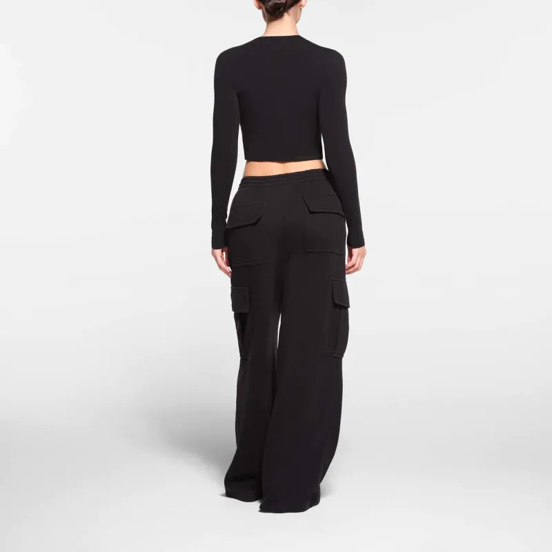 SKIMS COTTON FLEECE OVERSIZED CARGO PANT Cargo Pants Women's ONYX/Onyx-2