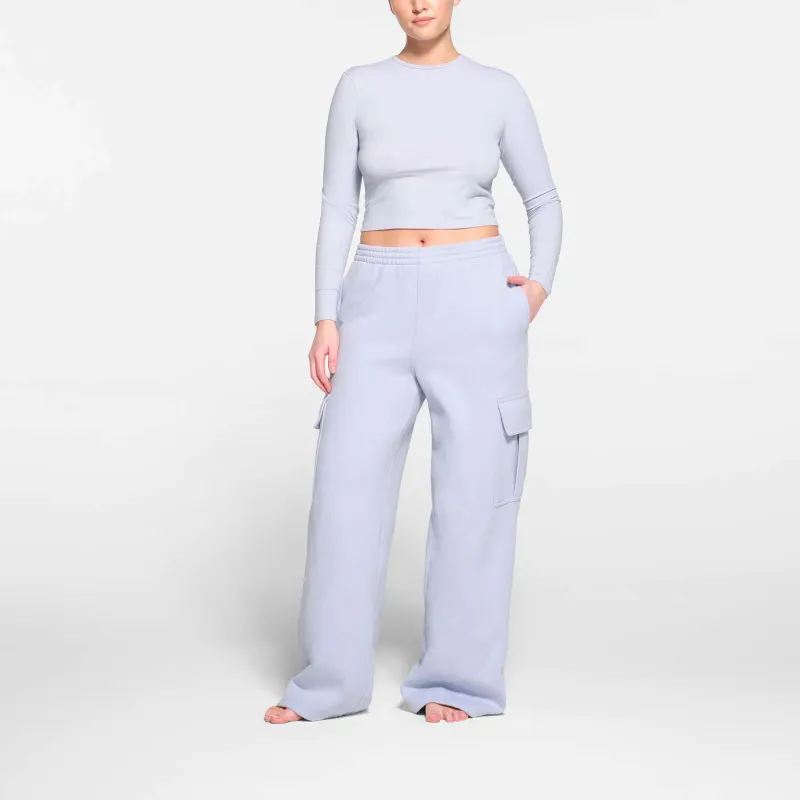SKIMS COTTON FLEECE OVERSIZED CARGO PANT Cargo Pants Women's PERIWINKLE/Periwinkle-1