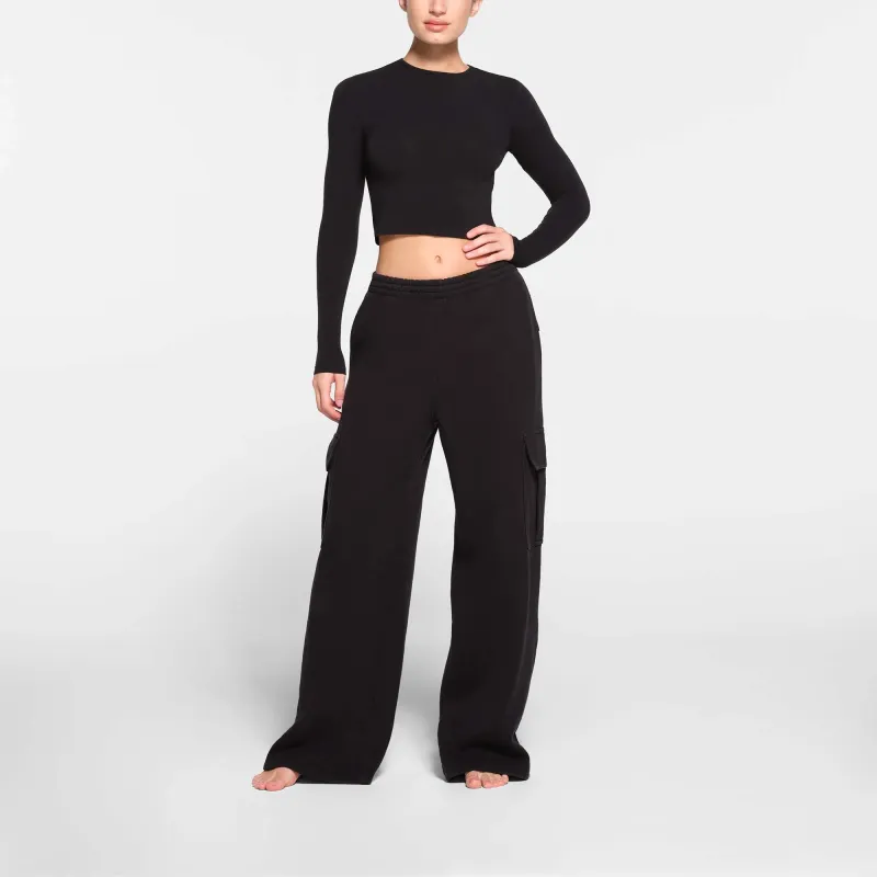 SKIMS COTTON FLEECE OVERSIZED CARGO PANT Cargo Pants Women's ONYX/Onyx-1