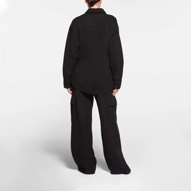 SKIMS COTTON FLEECE ZIP UP SHIRT JACKET Jackets Coats Women's ONYX/Onyx-1