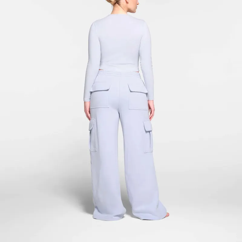 SKIMS COTTON FLEECE OVERSIZED CARGO PANT Cargo Pants Women's PERIWINKLE/Periwinkle-2