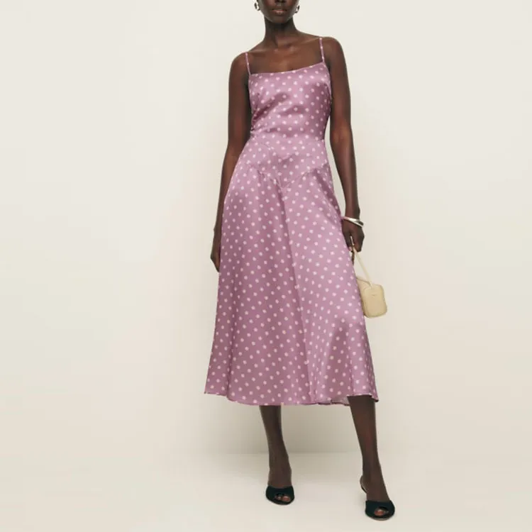 REFORMATION Mattea Silk Dress Slip Dresses Women's Light Purple-1