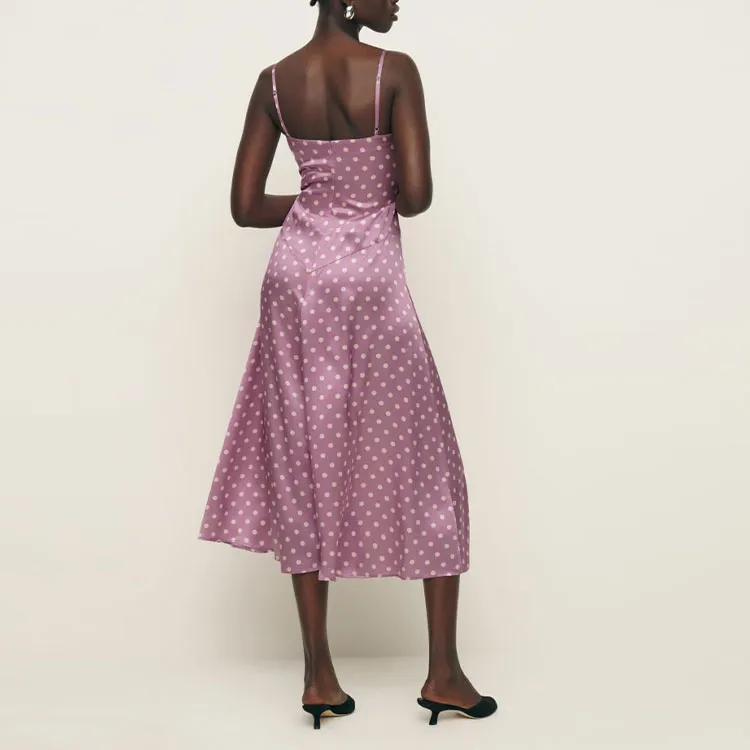 REFORMATION Mattea Silk Dress Slip Dresses Women's Light Purple-2
