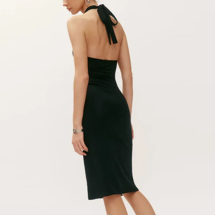 REFORMATION Zoisa Knit Dress Slip Dress Women's Black-2