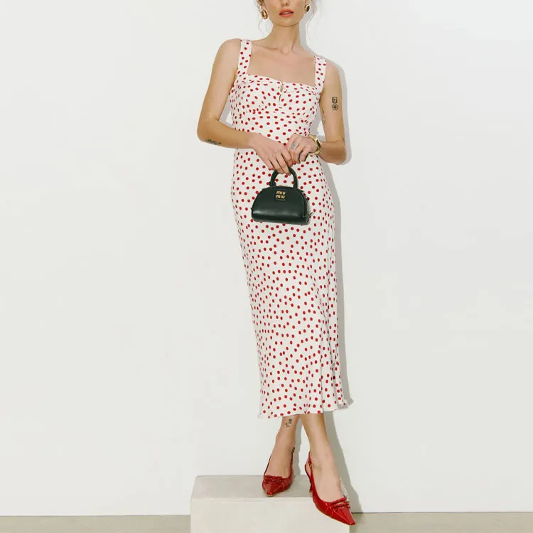 REFORMATION Tancy Dress Slip Dress Women's Red White-1