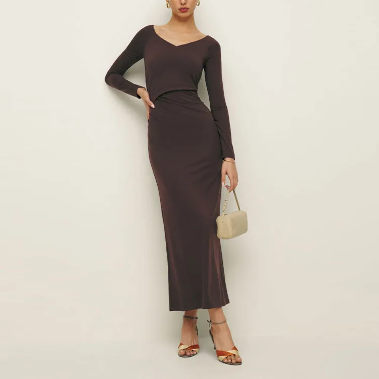 REFORMATION Santana Draped Jersey Dress-0