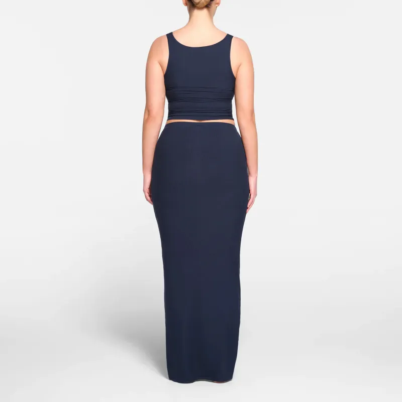 SKIMS SOFT LOUNGE LONG SKIRT Casual Long Skirts Women's NAVY/Marine Blue-2