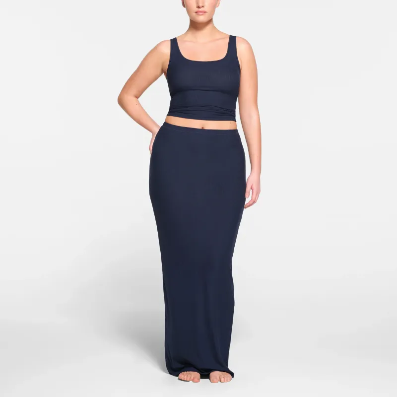 SKIMS SOFT LOUNGE LONG SKIRT Casual Long Skirts Women's NAVY/Marine Blue-1
