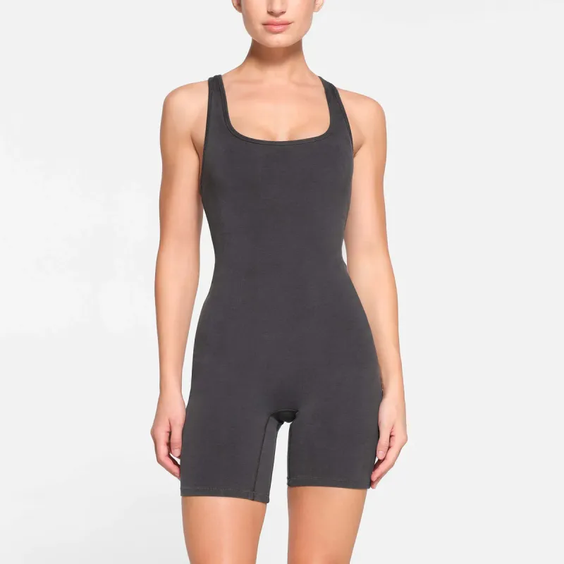 SKIMS OUTDOOR MID THIGH ONESIE Bodysuits Women's Ash/Gray Ash-1