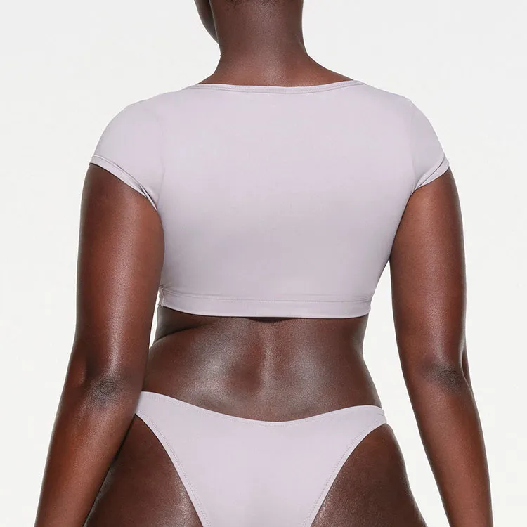 SKIMS SIGNATURE SWIM SUPER CROPPED T-SHIRT Bikini Women's Chrome/Chrome-Plated-2