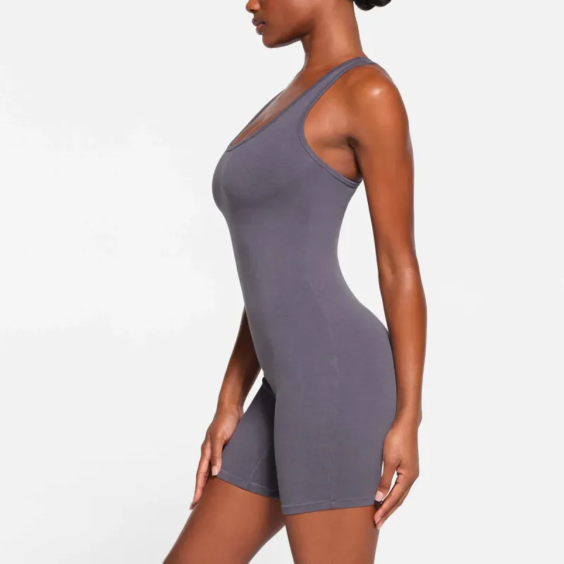 SKIMS OUTDOOR MID THIGH ONESIE Jumpsuit Women's STEEL BLUE/Steel Blue-3