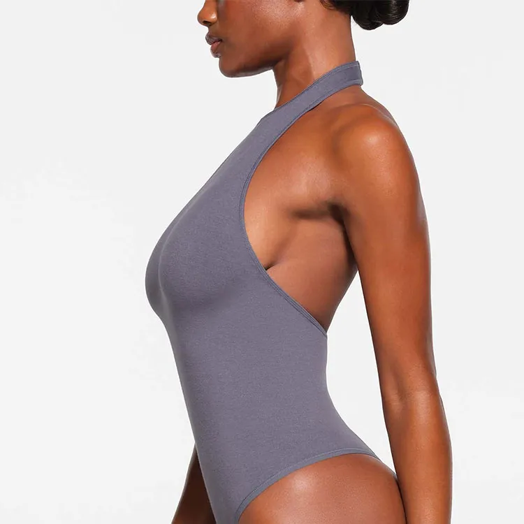 SKIMS OUTDOOR HALTER BODYSUIT Bodysuits Women's STEEL BLUE/Steel Blue-3