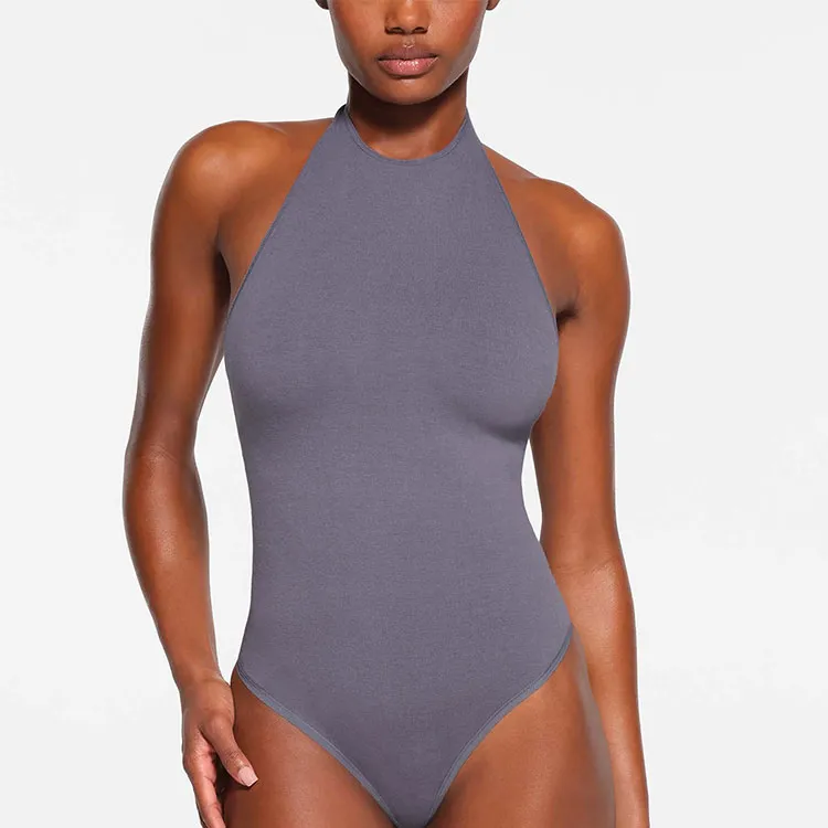 SKIMS OUTDOOR HALTER BODYSUIT Bodysuits Women's STEEL BLUE/Steel Blue-1