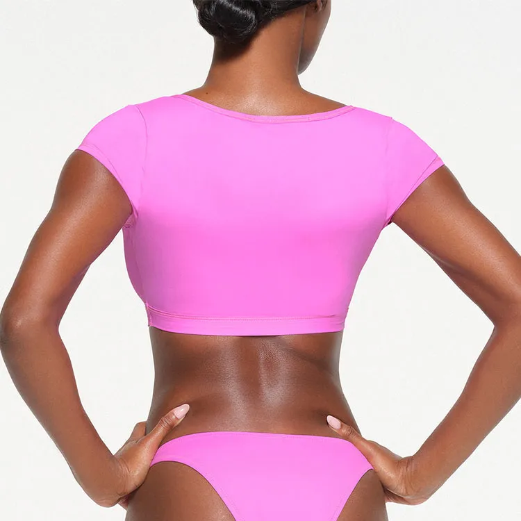 SKIMS SIGNATURE SWIM SUPER CROPPED T-SHIRT Bikini Women's NEON ORCHID/Neon Orchid-2