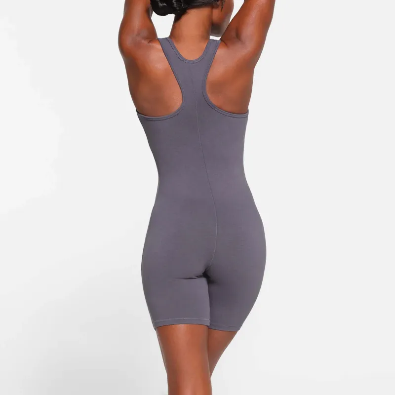 SKIMS OUTDOOR MID THIGH ONESIE Jumpsuit Women's STEEL BLUE/Steel Blue-2