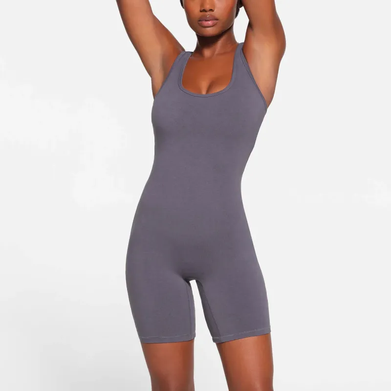 SKIMS OUTDOOR MID THIGH ONESIE Jumpsuit Women's STEEL BLUE/Steel Blue-1
