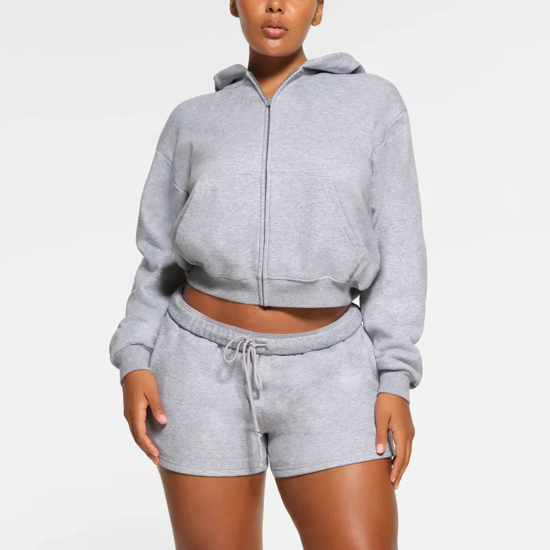 SKIMS COTTON FLEECE CLASSIC SHORT Casual Shorts Women's Heather Grey/Stone Heather-1