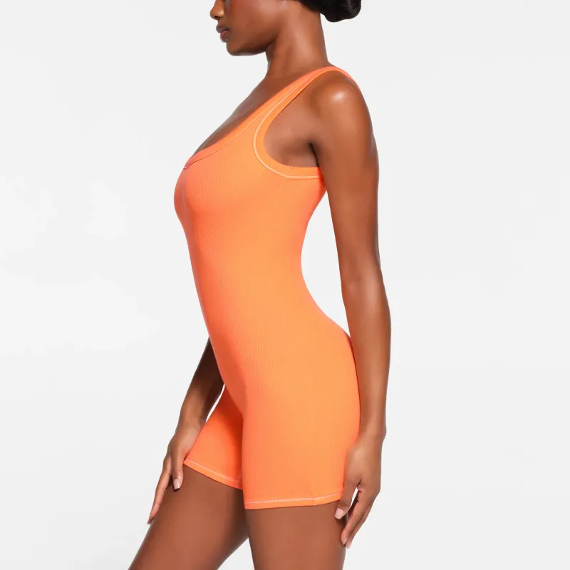 SKIMS COTTON RIB ONESIE Bodysuits Women's APRICOT/Apricot-3