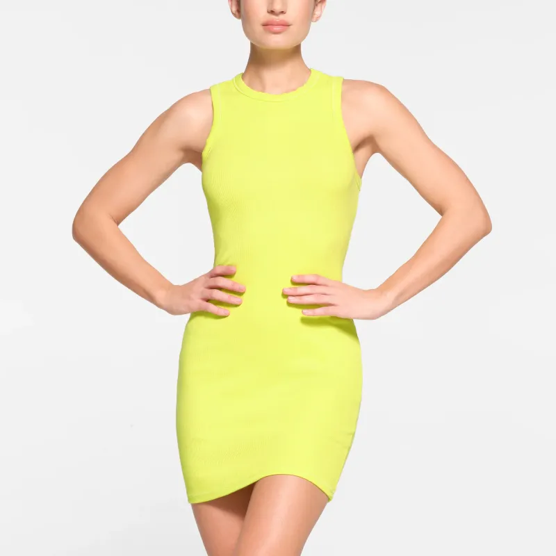 SKIMS COTTON RIB TANK DRESS Sleeveless Dress Women's DAFFODIL/Daffodil-1
