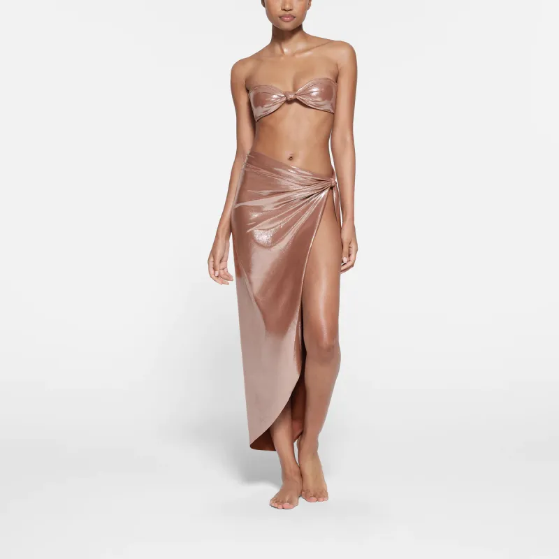 SKIMS LIQUID SHINE SWIM SARONG SKIRT Swim Dresses & Skirts Women's Cinnamon-1