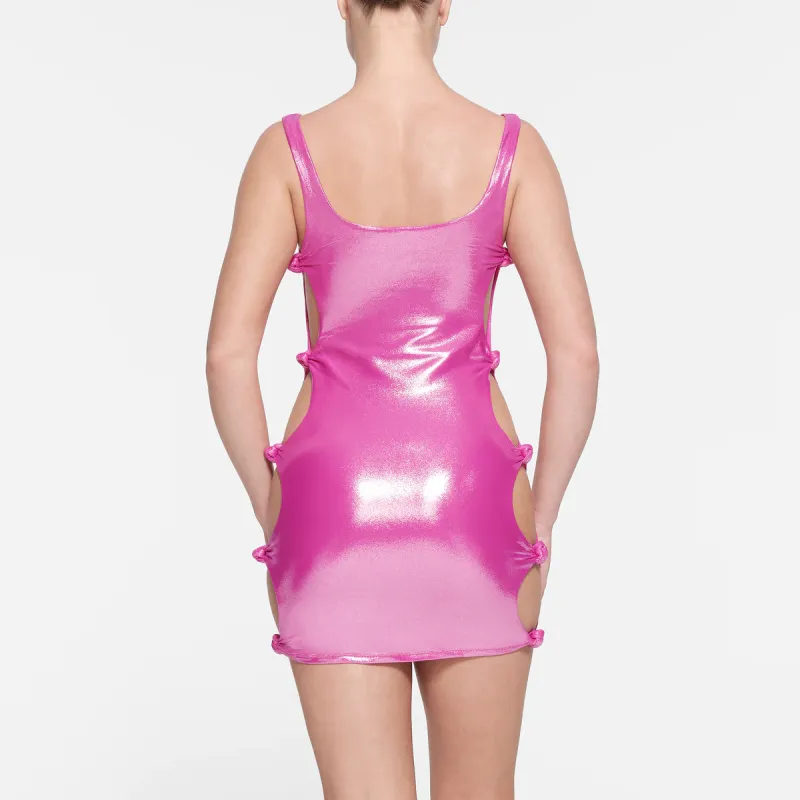 SKIMS LIQUID SHINE SWIM KNOTTED TANK DRESS One-piece Swimsuit Women's Lollipop/Popstick-2