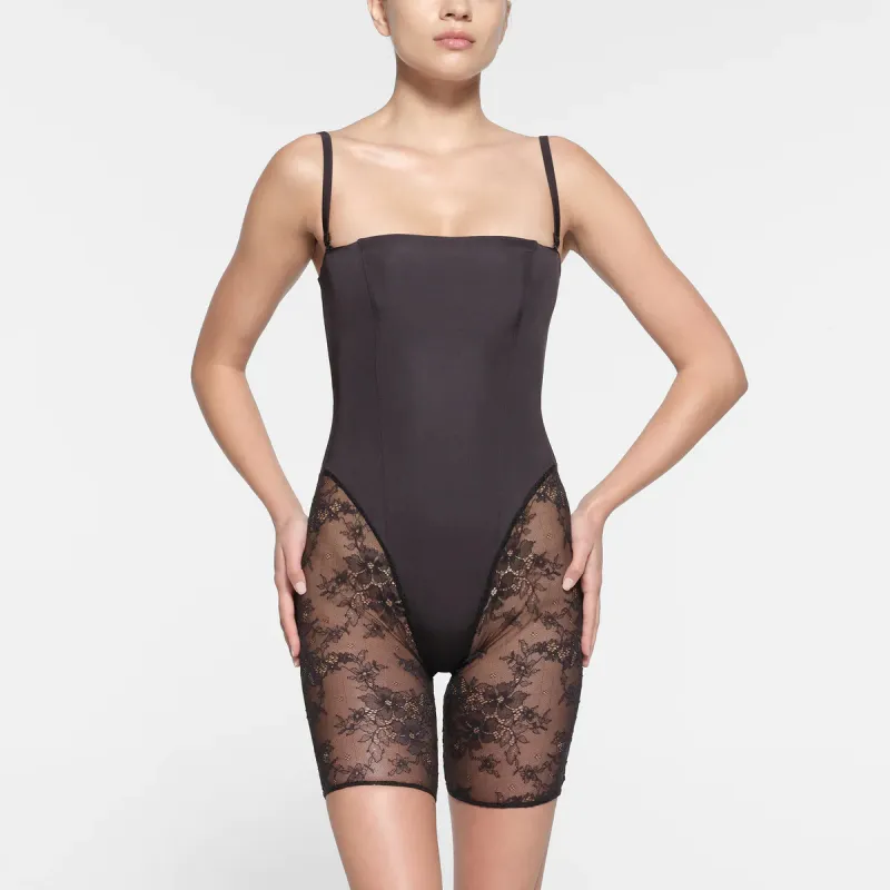 SKIMS Wedding Dress Series ULTRA FINE LACE STRAPLESS ONESIE Jumpsuit Women's ONYX/Onyx-2