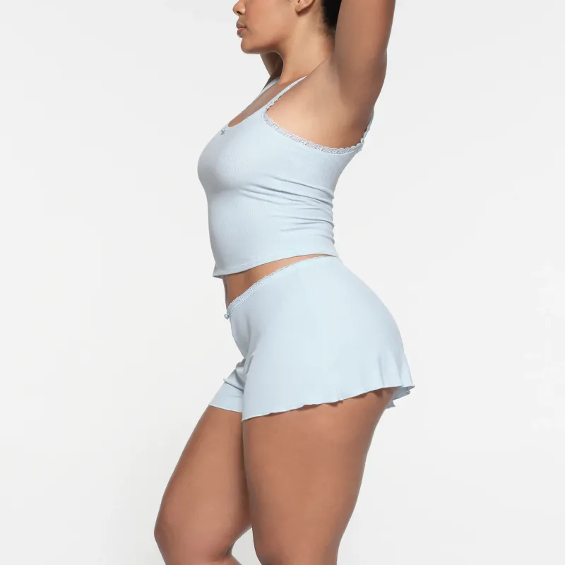 SKIMS SOFT LOUNGE LACE SHORT Casual Shorts Women's CELESTE/Sky Blue-2