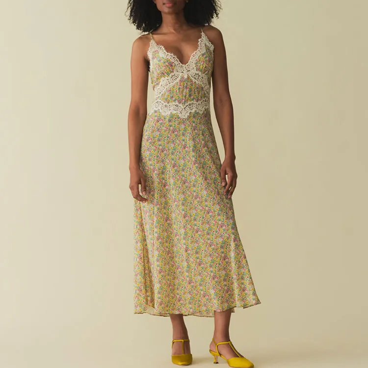 DOEN VENUS DRESS Slip Dresses Women's Chrysanthemum Pattern-1