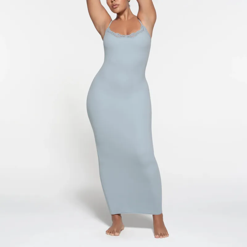 SKIMS Wedding Dress Series FITS EVERYBODY LACE LONG SLIP DRESS Slip Dress Women's DENIM/Denim-1