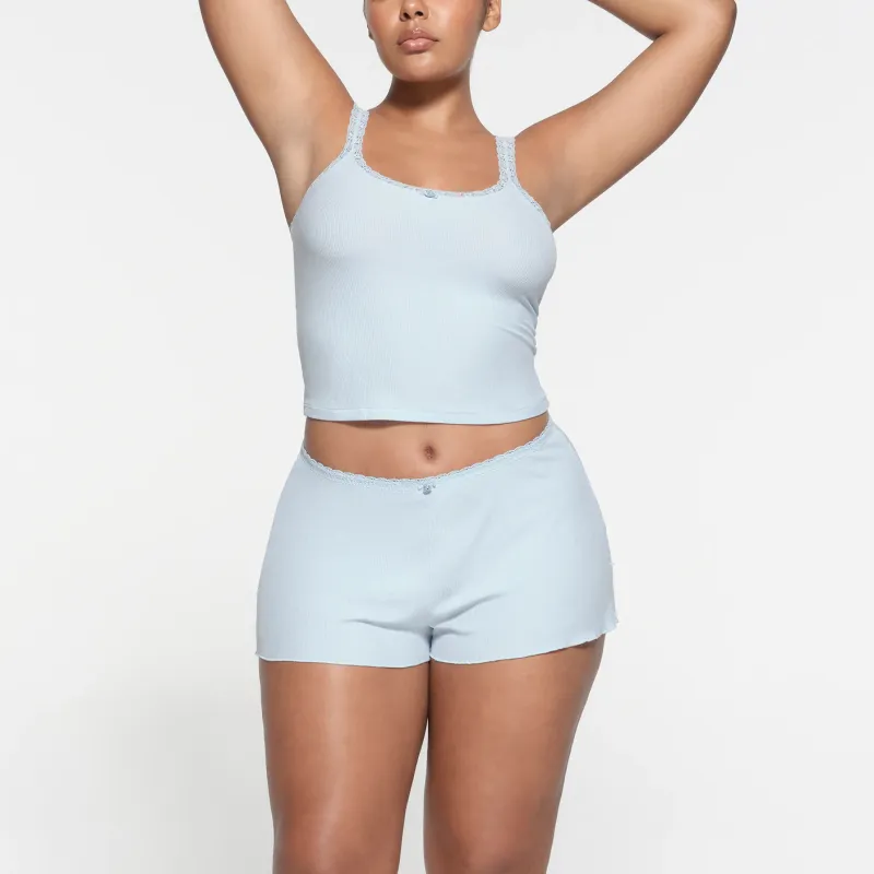 SKIMS SOFT LOUNGE LACE SHORT Casual Shorts Women's CELESTE/Sky Blue-1