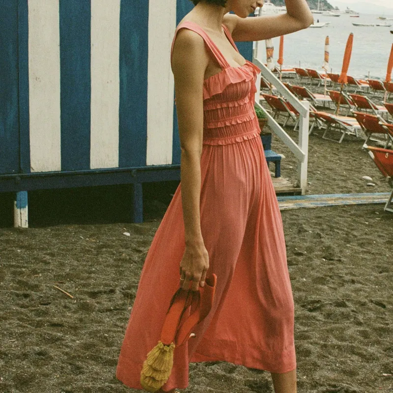 DOEN CAROLYNN DRESS Slip Dresses Women's Coral-3