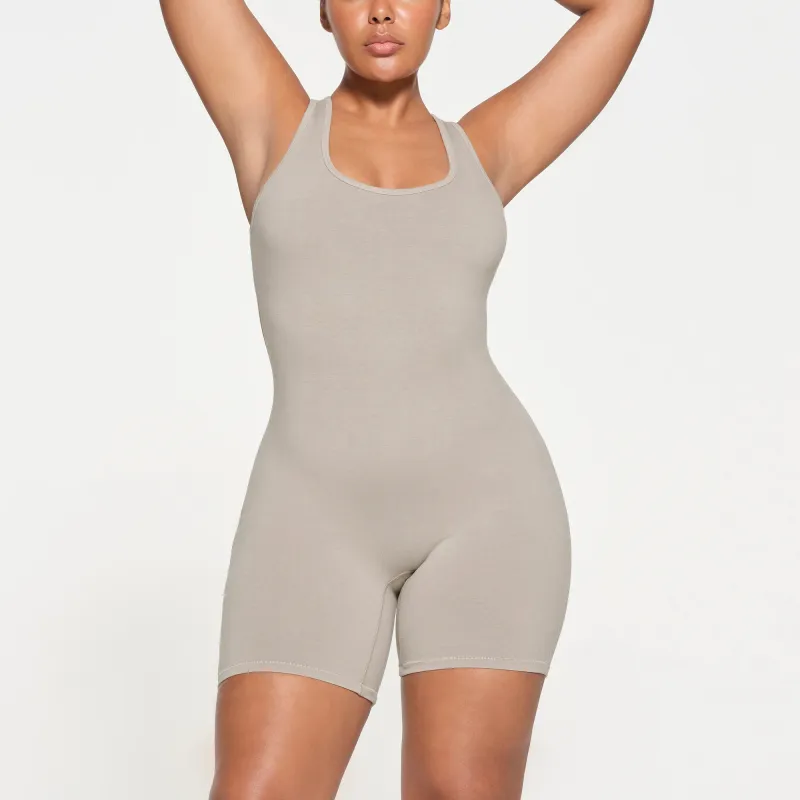SKIMS OUTDOOR MID THIGH ONESIE Jumpsuit Women's STONE/Stone Color-1