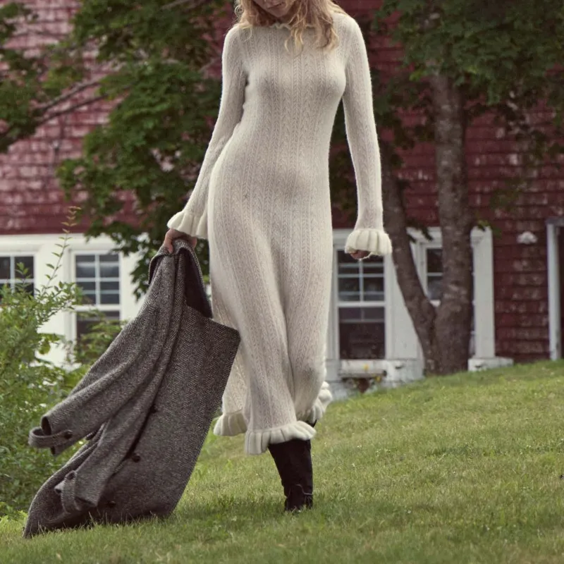 DOEN ESTELLA DRESS Long-Sleeved Dresses Women's Cream-1