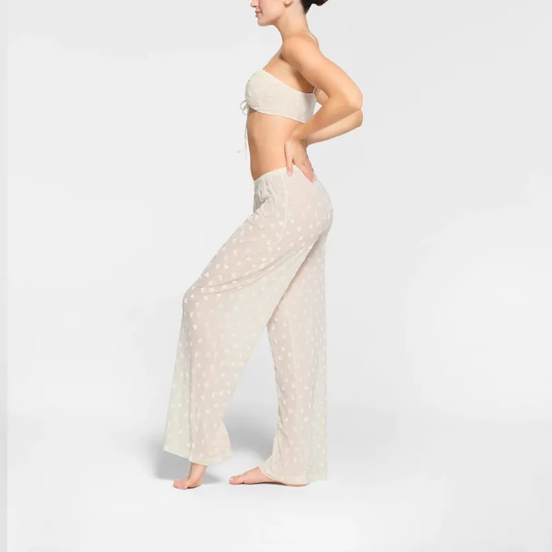 SKIMS SHEER VELVET STRAIGHT LEG PANT Pajama Pants Women's MARBLE/Marble-2