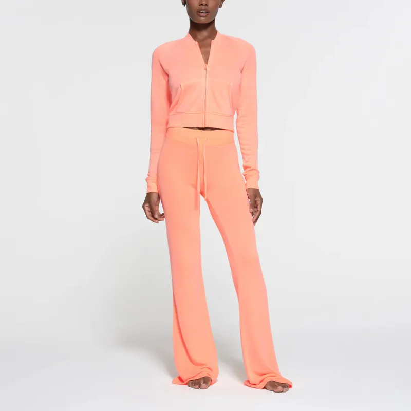 SKIMS MODAL FRENCH TERRY FLARE PANT Casual Pants Women's NEON ORANGE-1