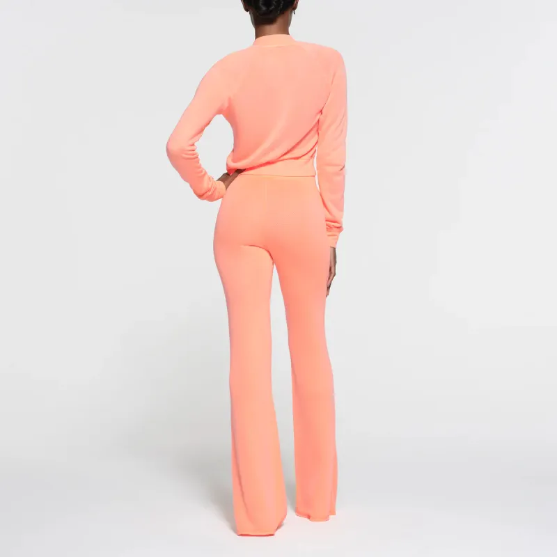 SKIMS MODAL FRENCH TERRY SHRUNKEN ZIP UP Jackets Coats Women's NEON ORANGE-2