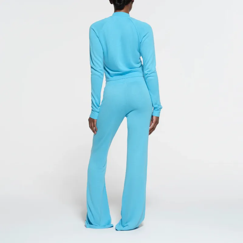 SKIMS MODAL FRENCH TERRY SHRUNKEN ZIP UP Jackets Coats Women's CYAN/Cyan-2