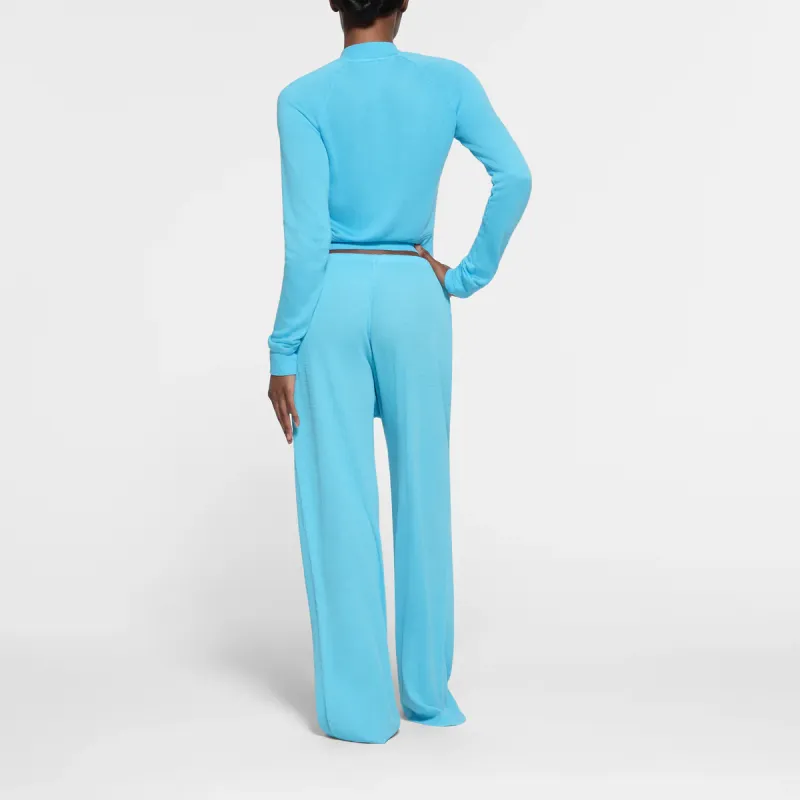SKIMS WAFFLE STRAIGHT LEG PANT Casual Pants Women's CYAN/Cyan-2