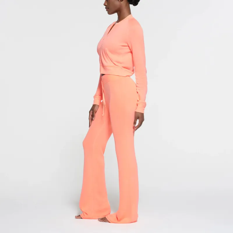 SKIMS MODAL FRENCH TERRY FLARE PANT Casual Pants Women's NEON ORANGE-3