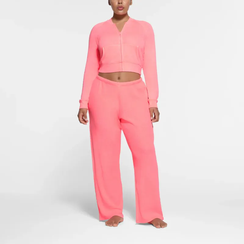 SKIMS WAFFLE STRAIGHT LEG PANT Casual Pants Women's CORAL/Coral-1